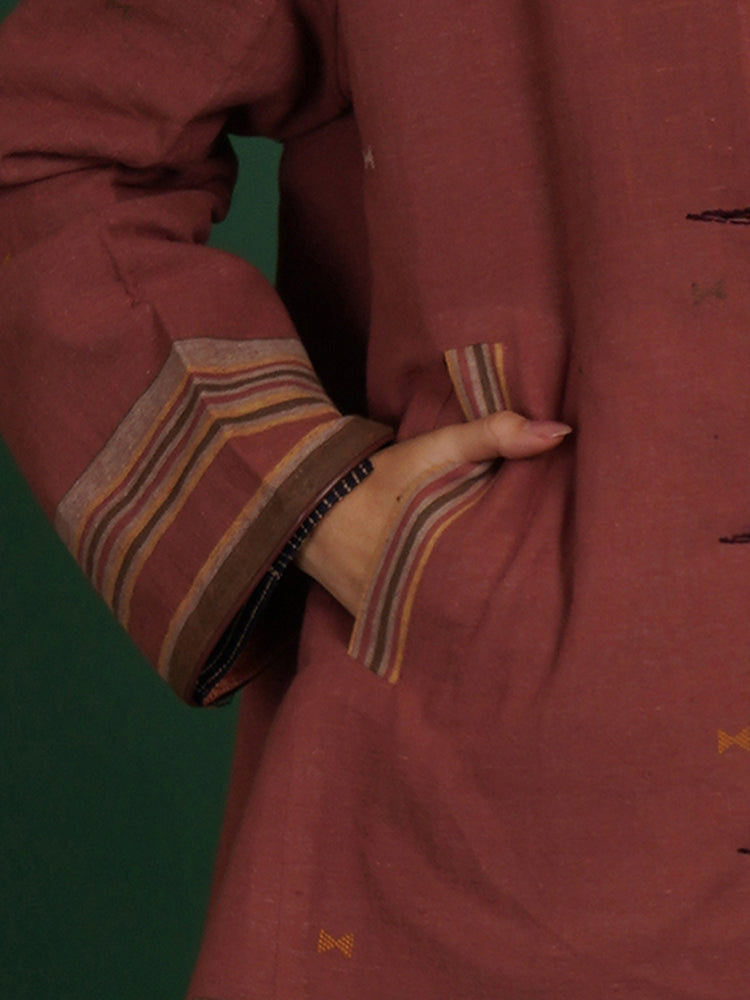 RADISH BROWN BHUJUDI WOOLLEN SHORT JACKET