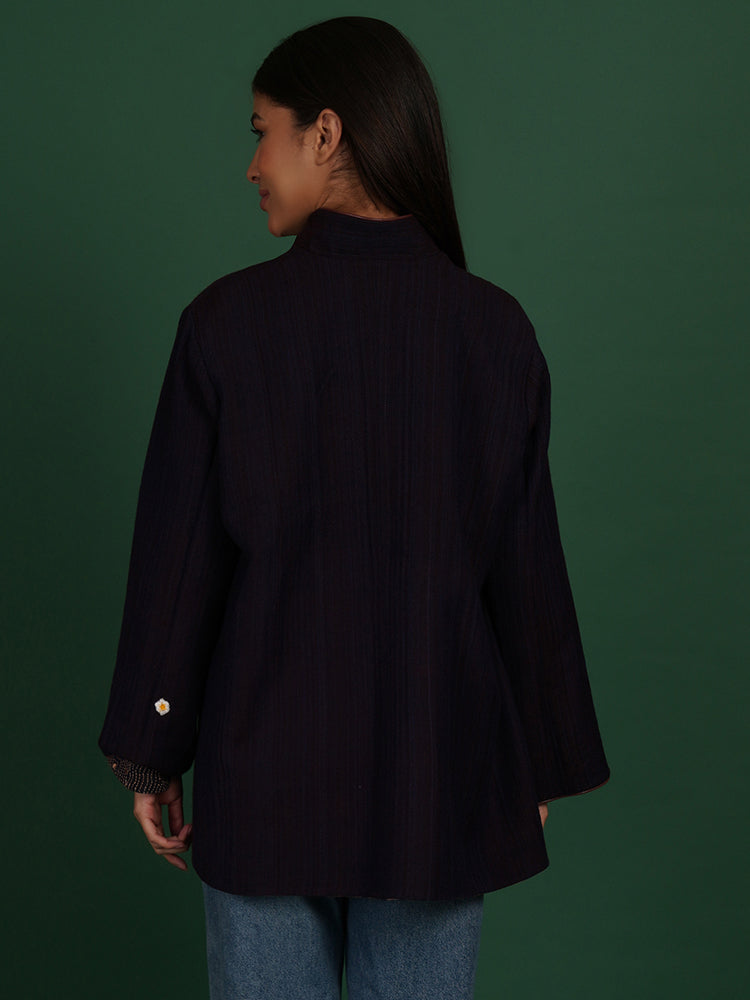 RADISH BROWN BHUJUDI WOOLLEN SHORT JACKET