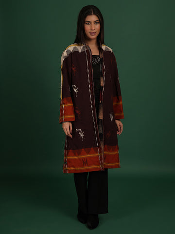 BROWN ORANGE KOTPAD AZRAK LONG JACKET