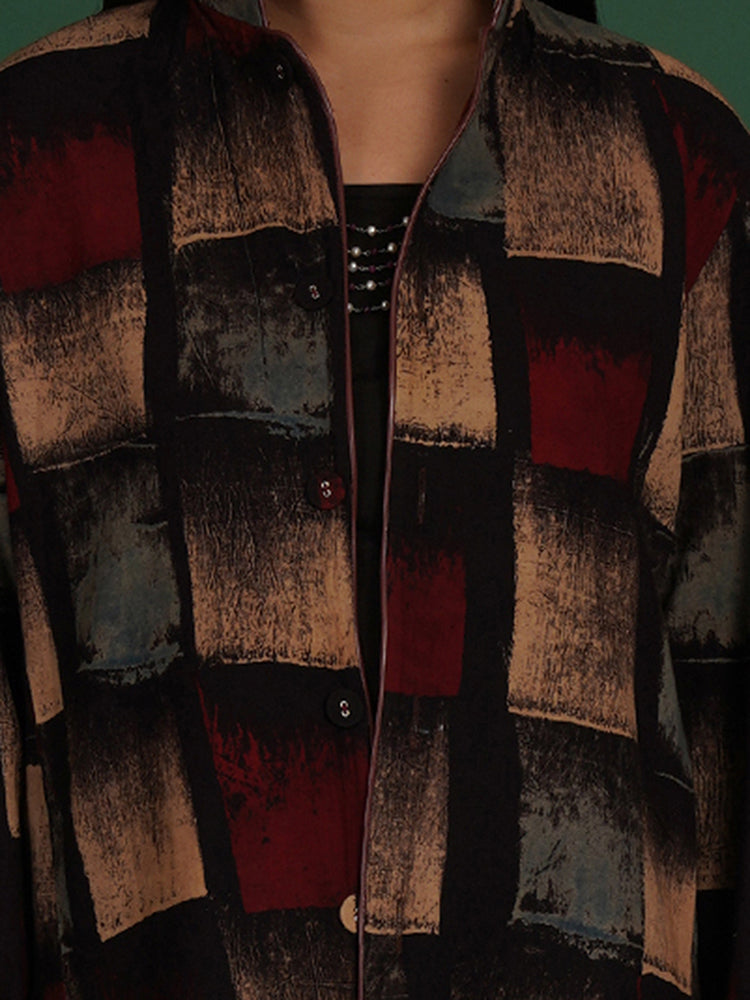 BROWN ORANGE KOTPAD AZRAK LONG JACKET