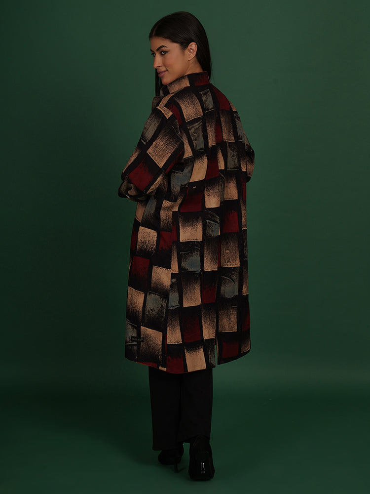 BROWN ORANGE KOTPAD AZRAK LONG JACKET
