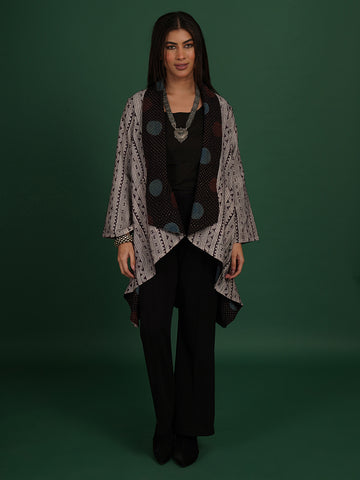 Purple Kantha & Black Ajrak Overlay