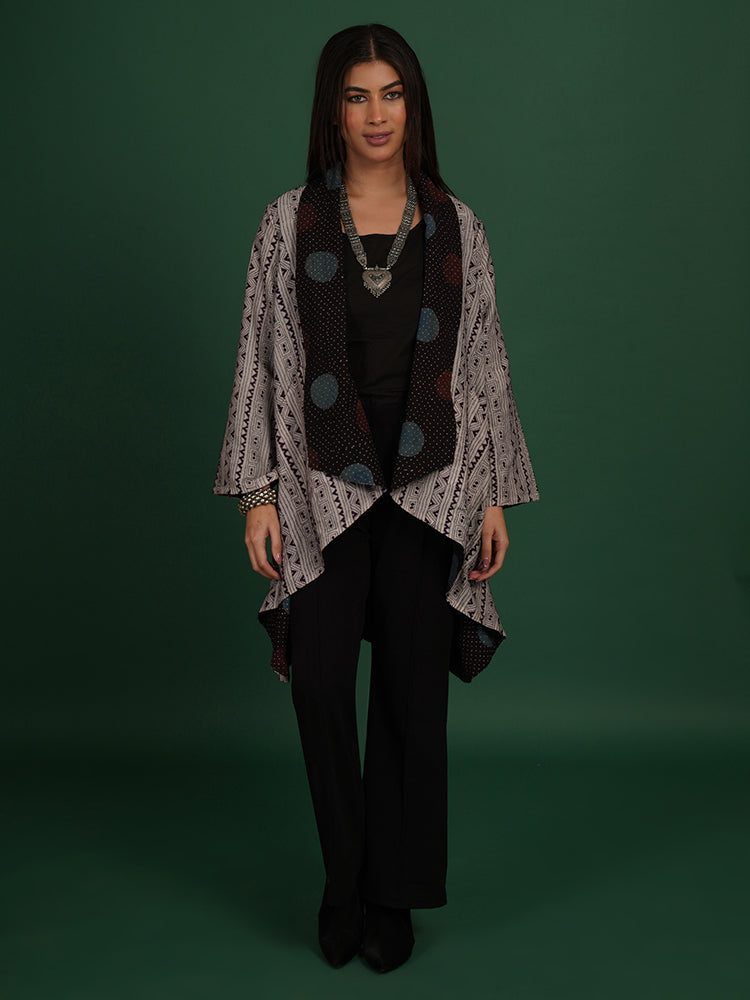 Purple Kantha & Black Ajrak Overlay