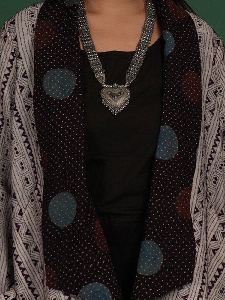 Purple Kantha & Black Ajrak Overlay