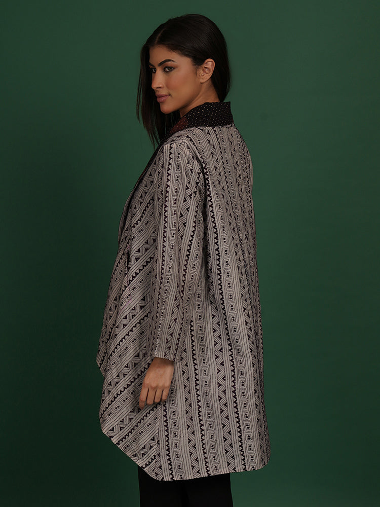 Purple Kantha & Black Ajrak Overlay