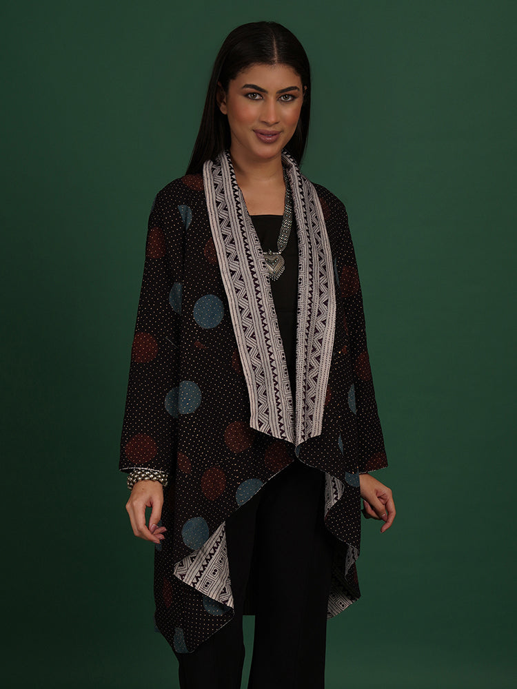 Purple Kantha & Black Ajrak Overlay