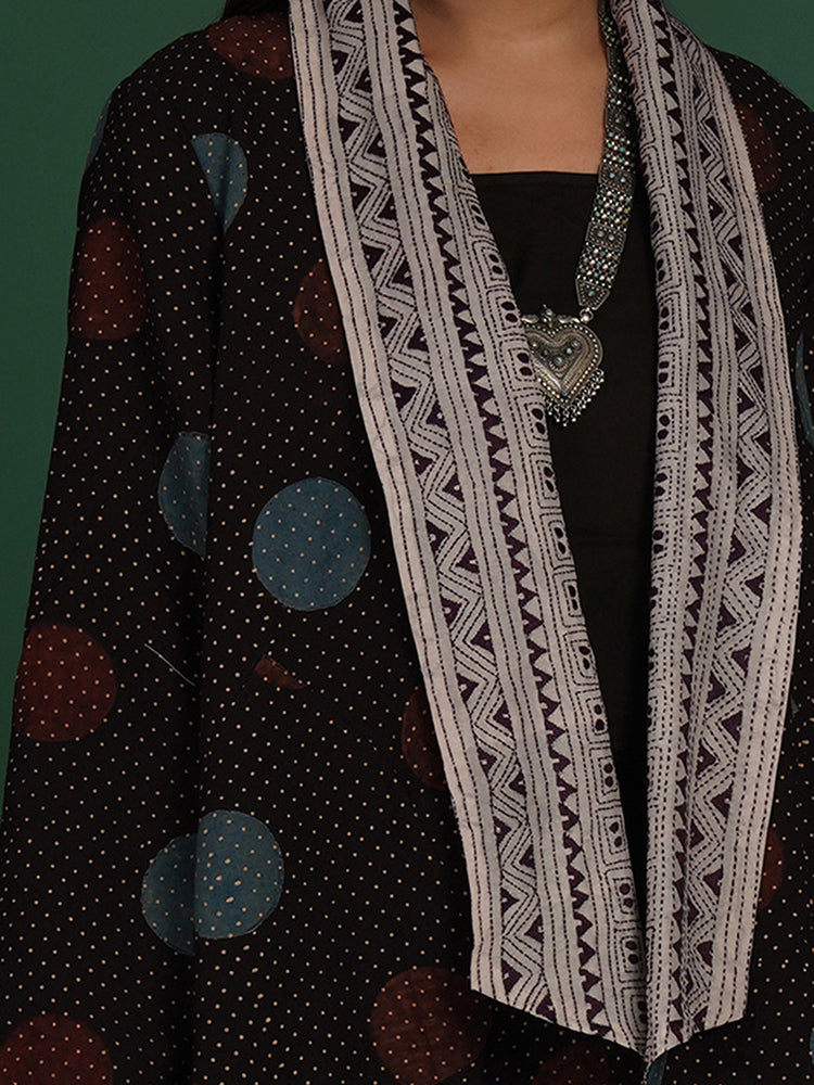 Purple Kantha & Black Ajrak Overlay