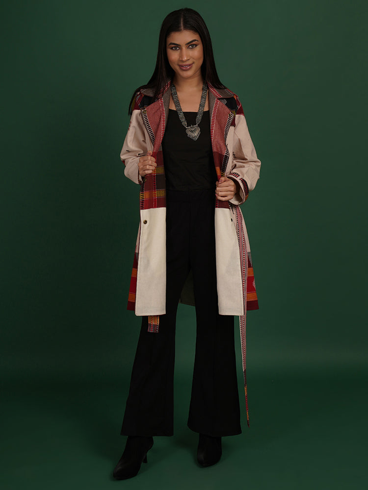 WHITE MULTI COLOUR TRENCH JACKET