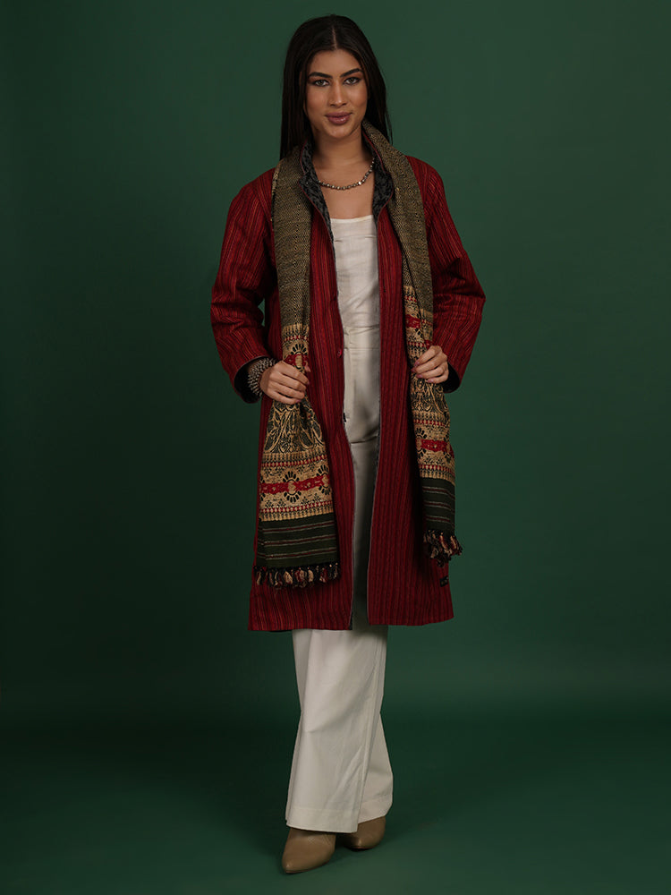 BLACK TUSSAR & WOLLEN LONG JACKET