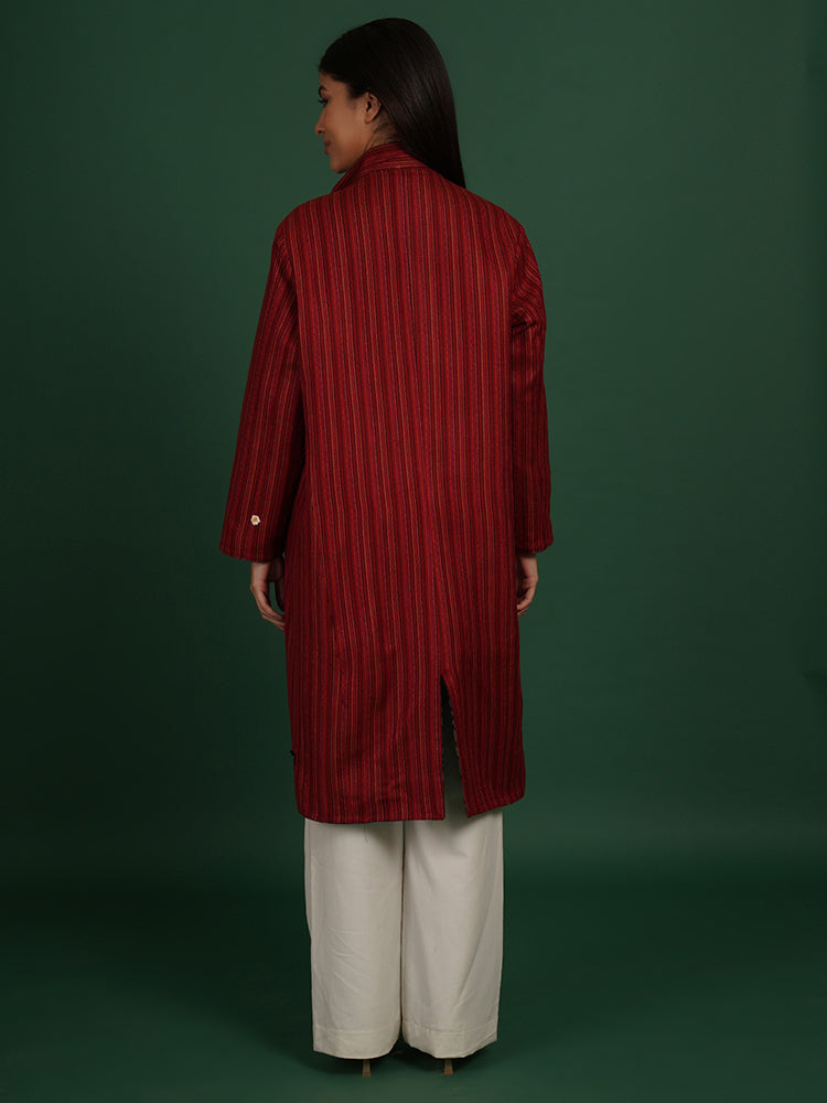 BLACK TUSSAR & WOLLEN LONG JACKET