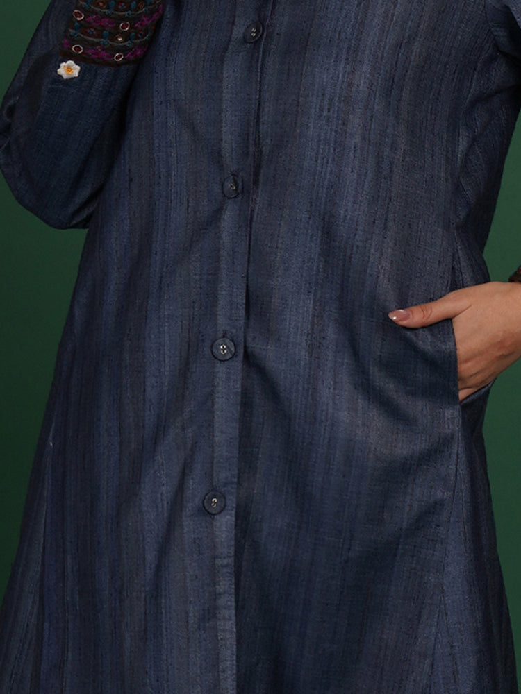 PURPAL TUSSAR IKAT COTTON LONG JACKET