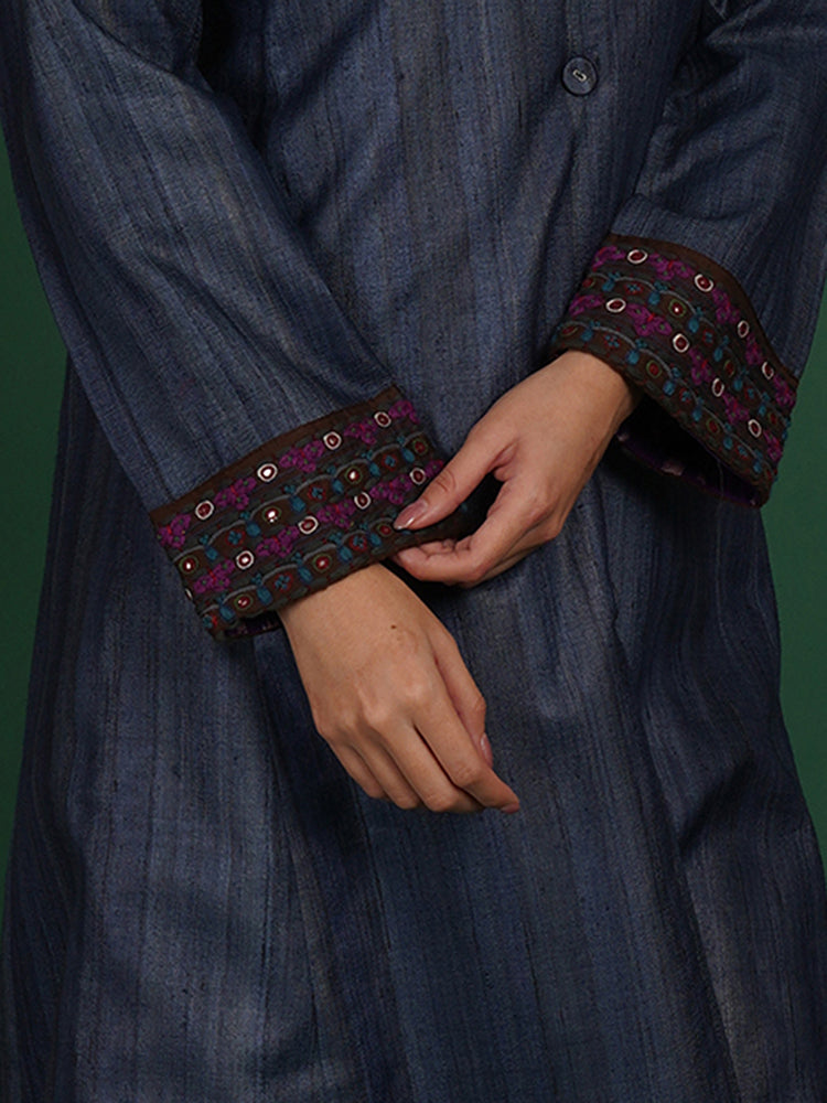 PURPAL TUSSAR IKAT COTTON LONG JACKET
