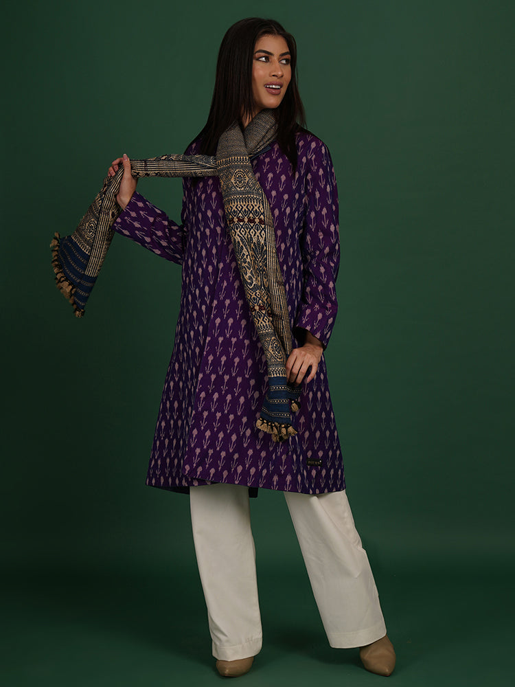 PURPAL TUSSAR IKAT COTTON LONG JACKET
