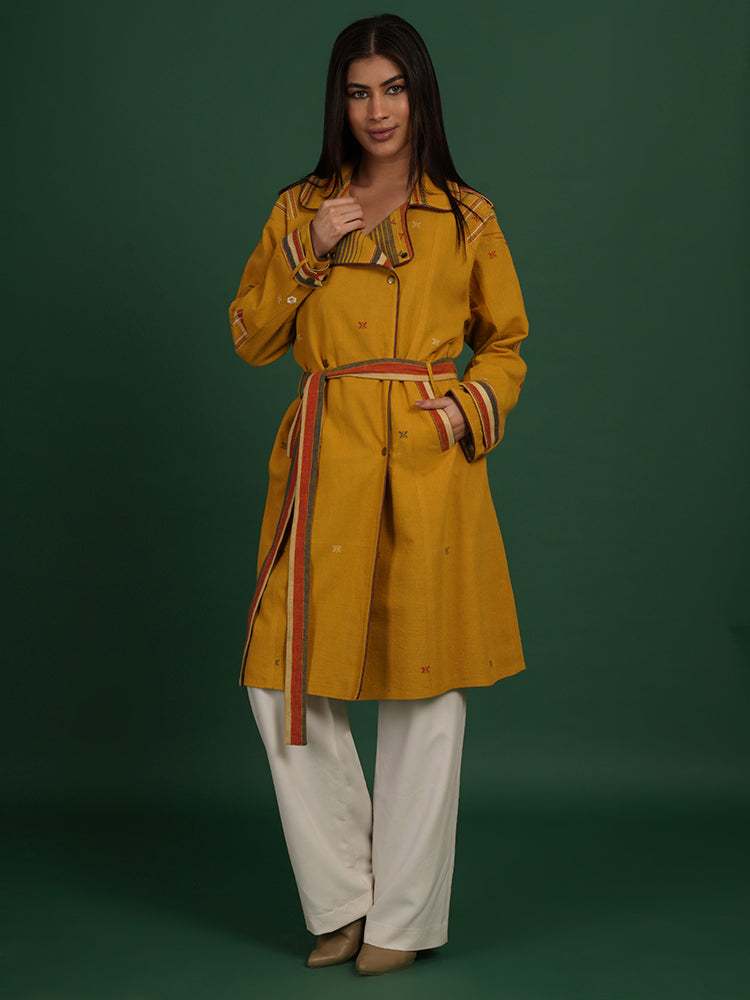 YELLOW BHUJUDI TRENCH JACKET