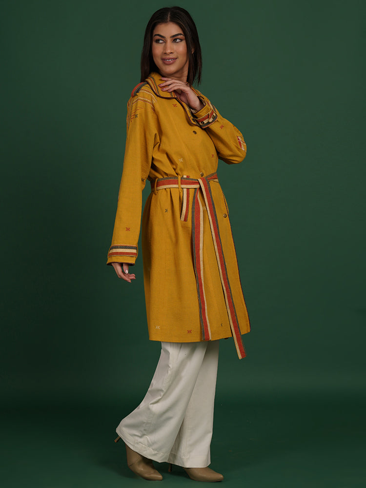YELLOW BHUJUDI TRENCH JACKET