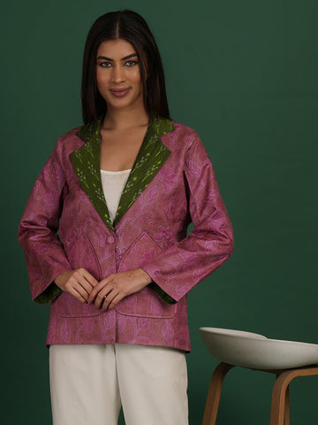 PINK KANTHA IKAT COTTON SHORT JACKET
