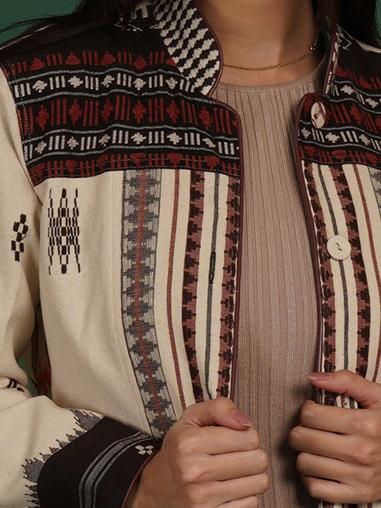 WHITE KOTPAD IKAT COTTON SHORT JACKET