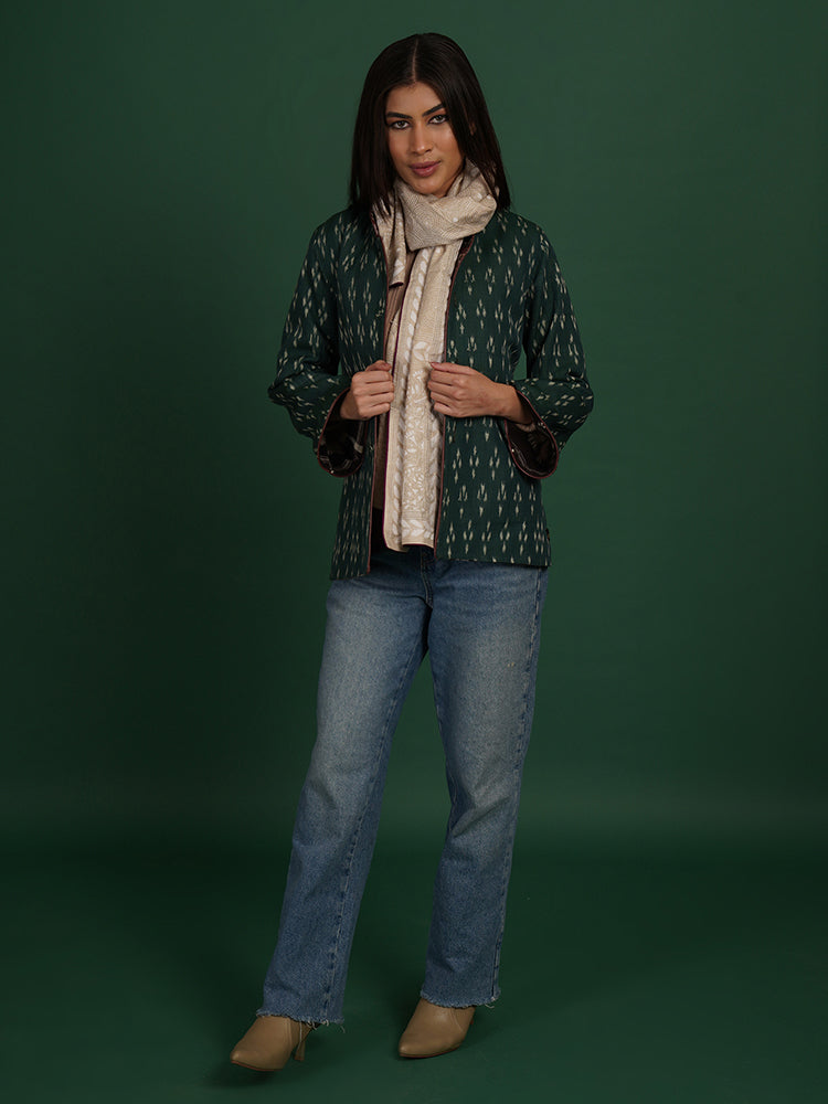WHITE KOTPAD IKAT COTTON SHORT JACKET