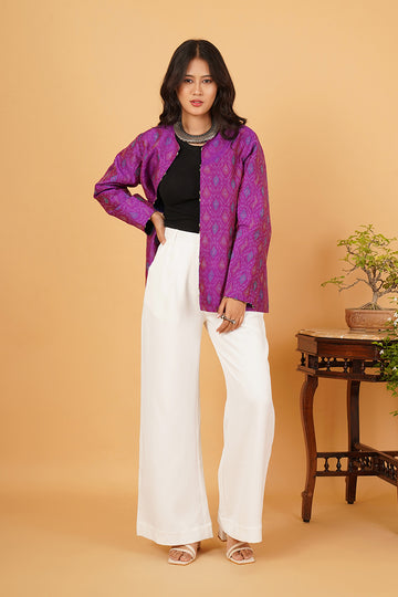Pink Raw Silk Ikkat Short Jacket