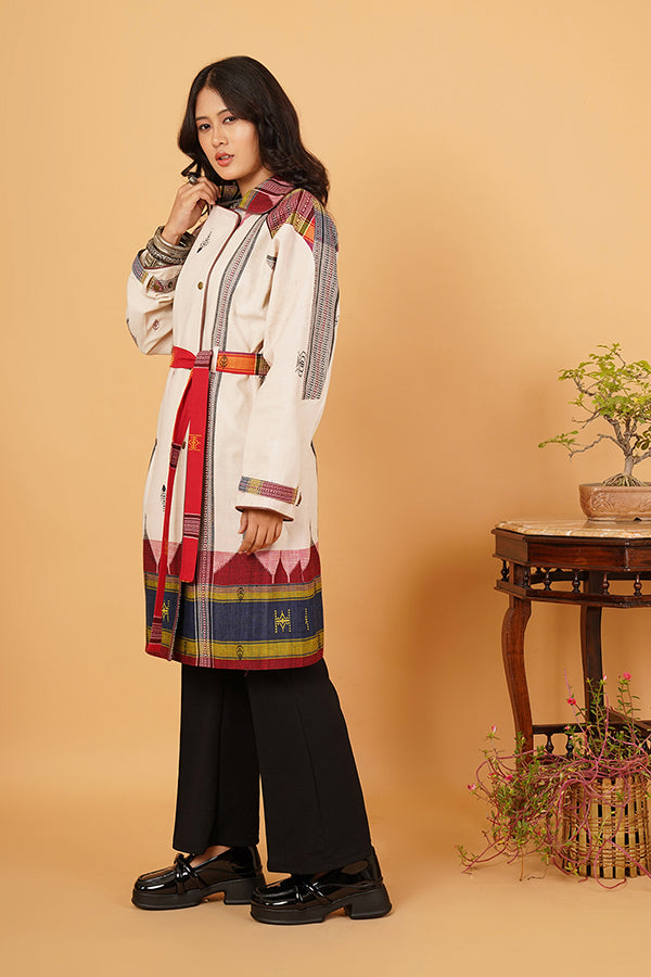 OFF WHITE RED MULTICOLOUR TRENCH JACKET