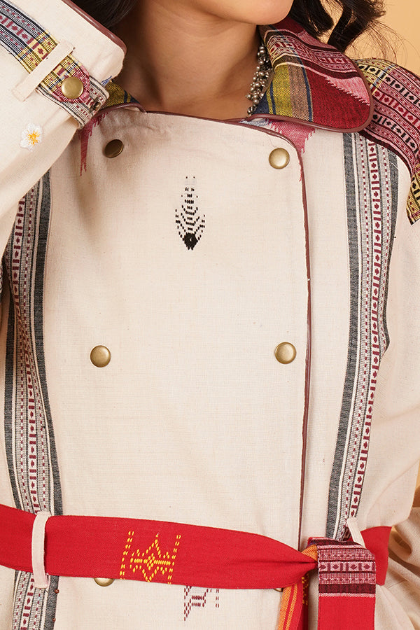 OFF WHITE RED MULTICOLOUR TRENCH JACKET