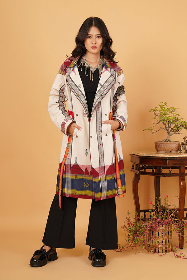 OFF WHITE RED MULTICOLOUR TRENCH JACKET