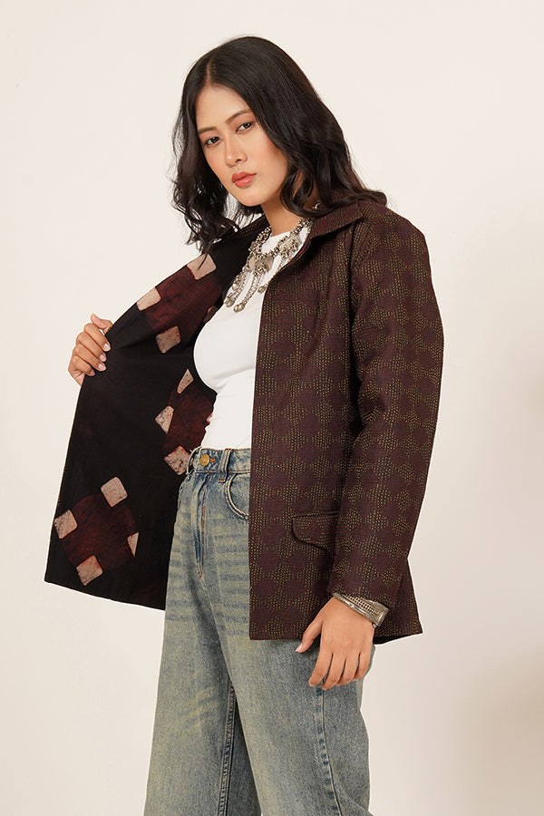 GREEN KANTHA SHORT JACKET