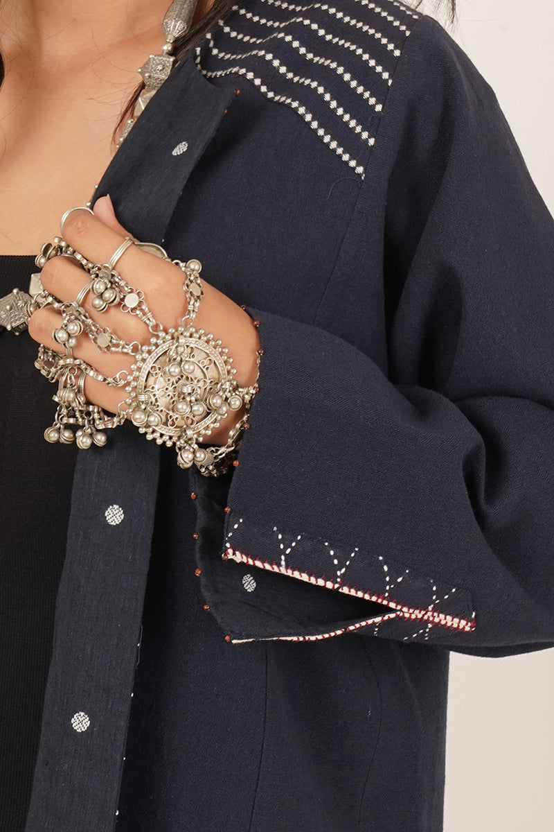 BLUE WHITE BHUJUDI SHORT JACKET