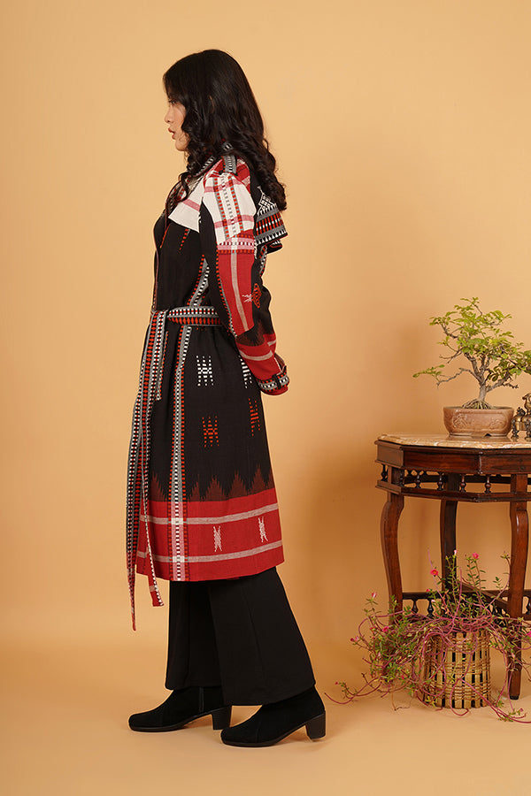BLACK RED KOTPAD TRENCH JACKET
