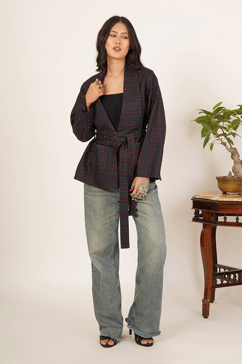 BLACK KANTHA BLAZER JACKET