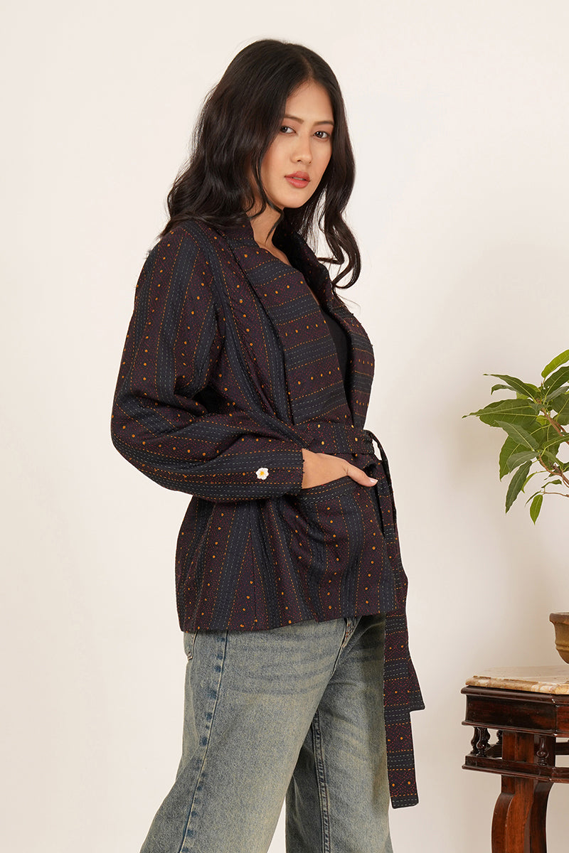 BLACK KANTHA BLAZER JACKET