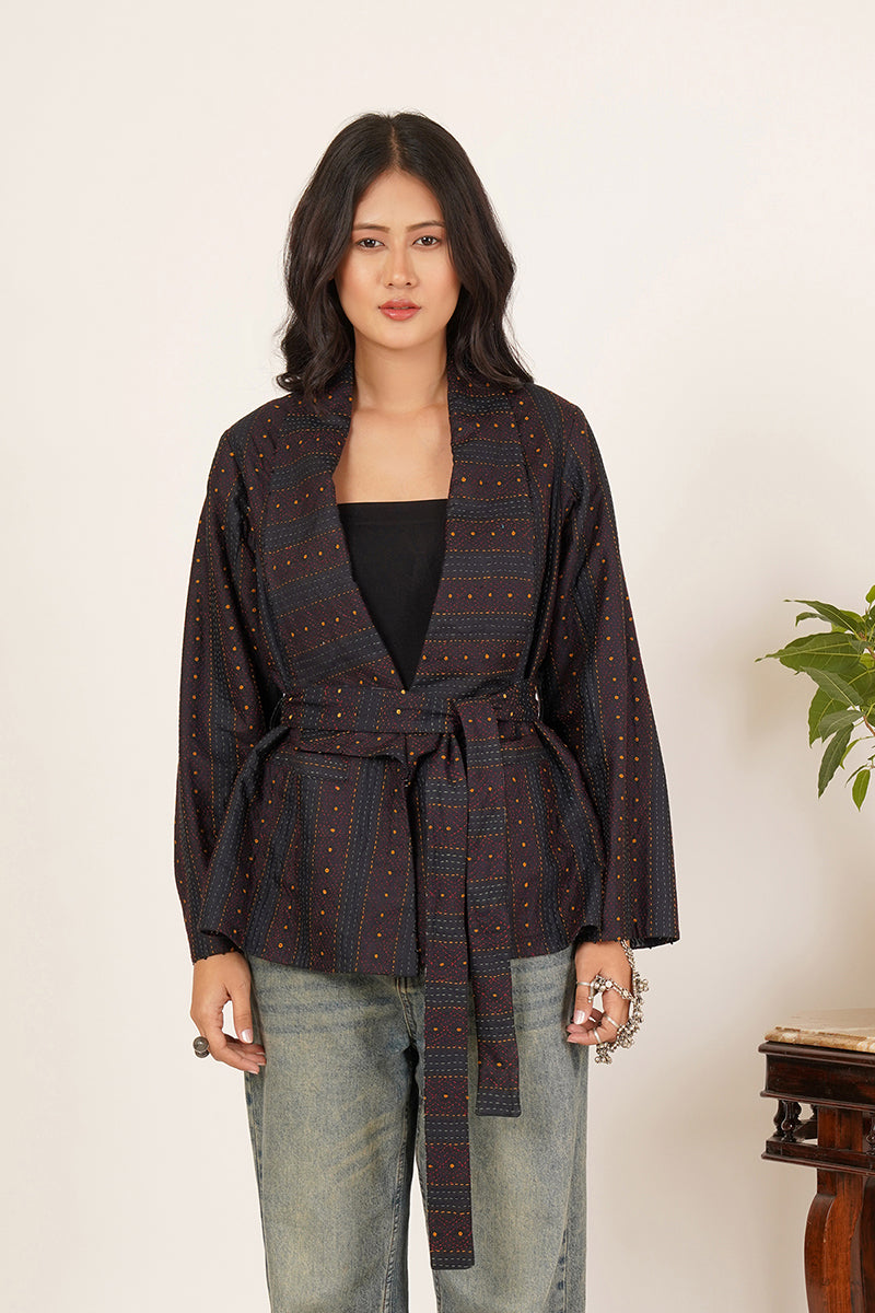 BLACK KANTHA BLAZER JACKET