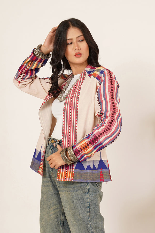 MULTI COLOUR KOTPAD BLUE SHORT JACKET