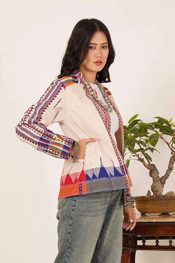 MULTI COLOUR KOTPAD BLUE SHORT JACKET