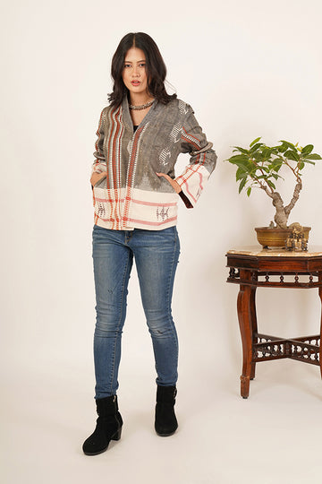 GREY WHITE KOTPAD SHORT JACKET