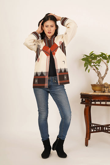 WHITE BROWN KOTPAD SHORT JACKET
