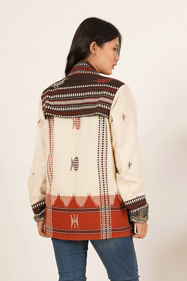 WHITE BROWN KOTPAD SHORT JACKET