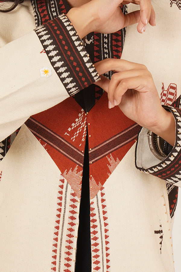 WHITE BROWN KOTPAD SHORT JACKET