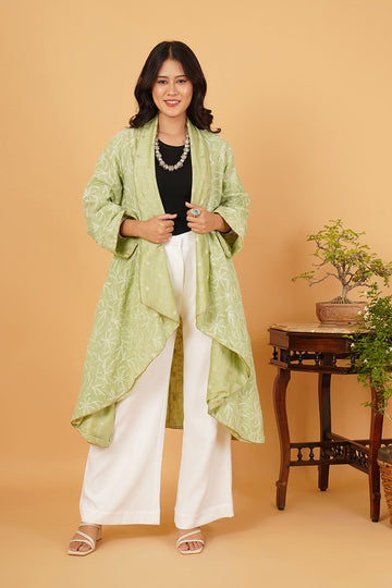 Green Chikankari Green Chanderi Overlay