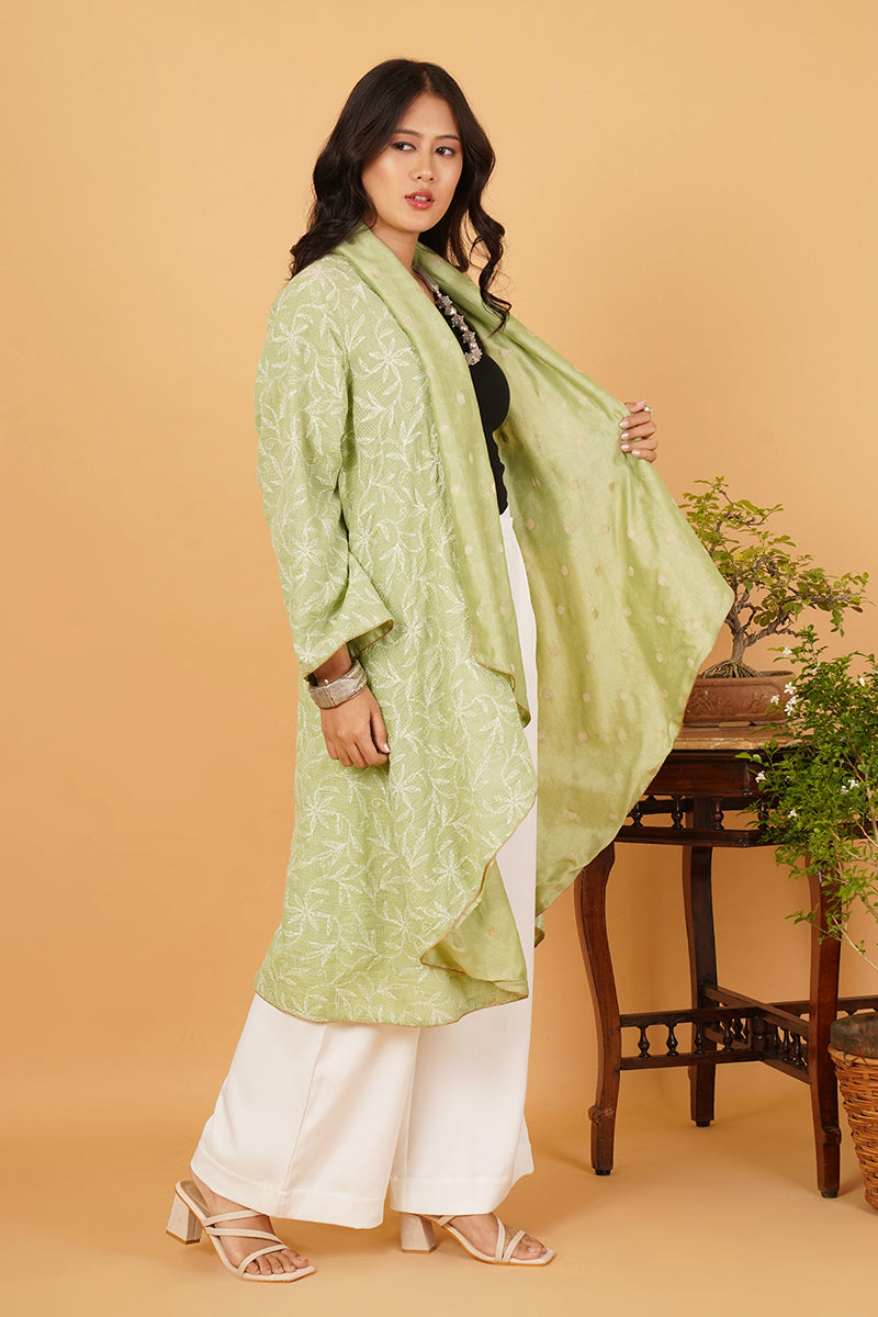 Green Chikankari Green Chanderi Overlay