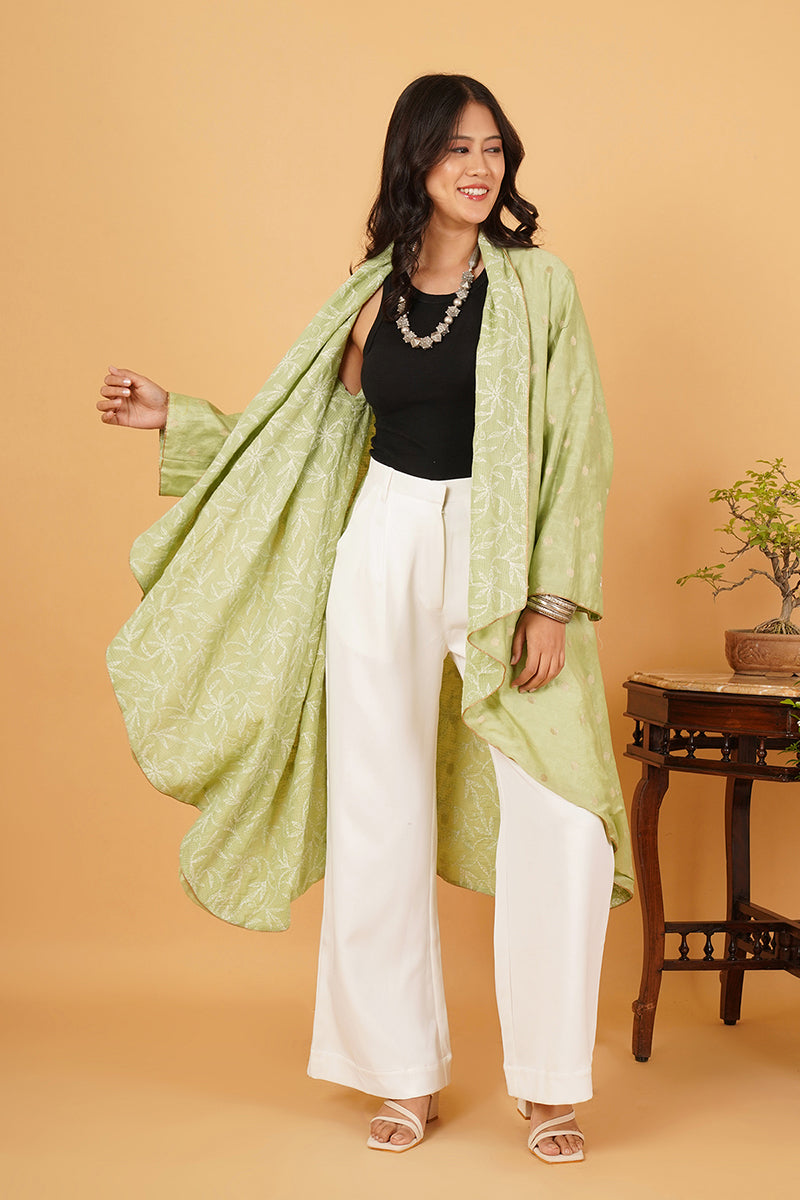 Green Chikankari Green Chanderi Overlay