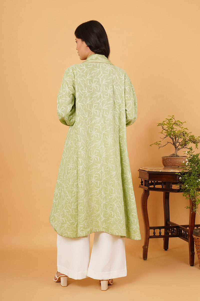 Green Chikankari Green Chanderi Overlay
