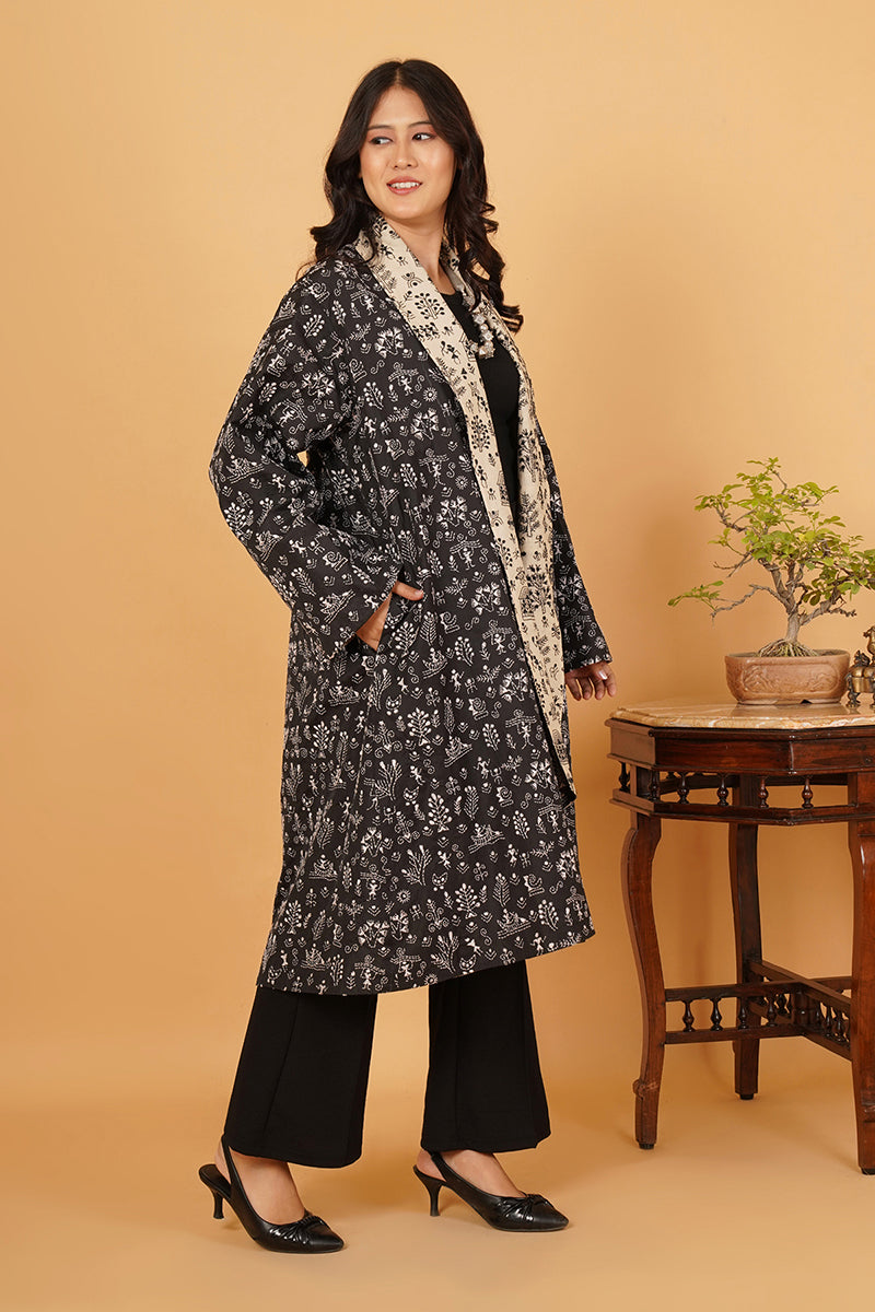 Black & White Both Side Kantha Overlay