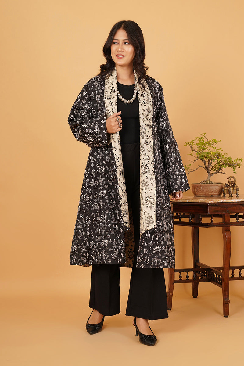 Black & White Both Side Kantha Overlay