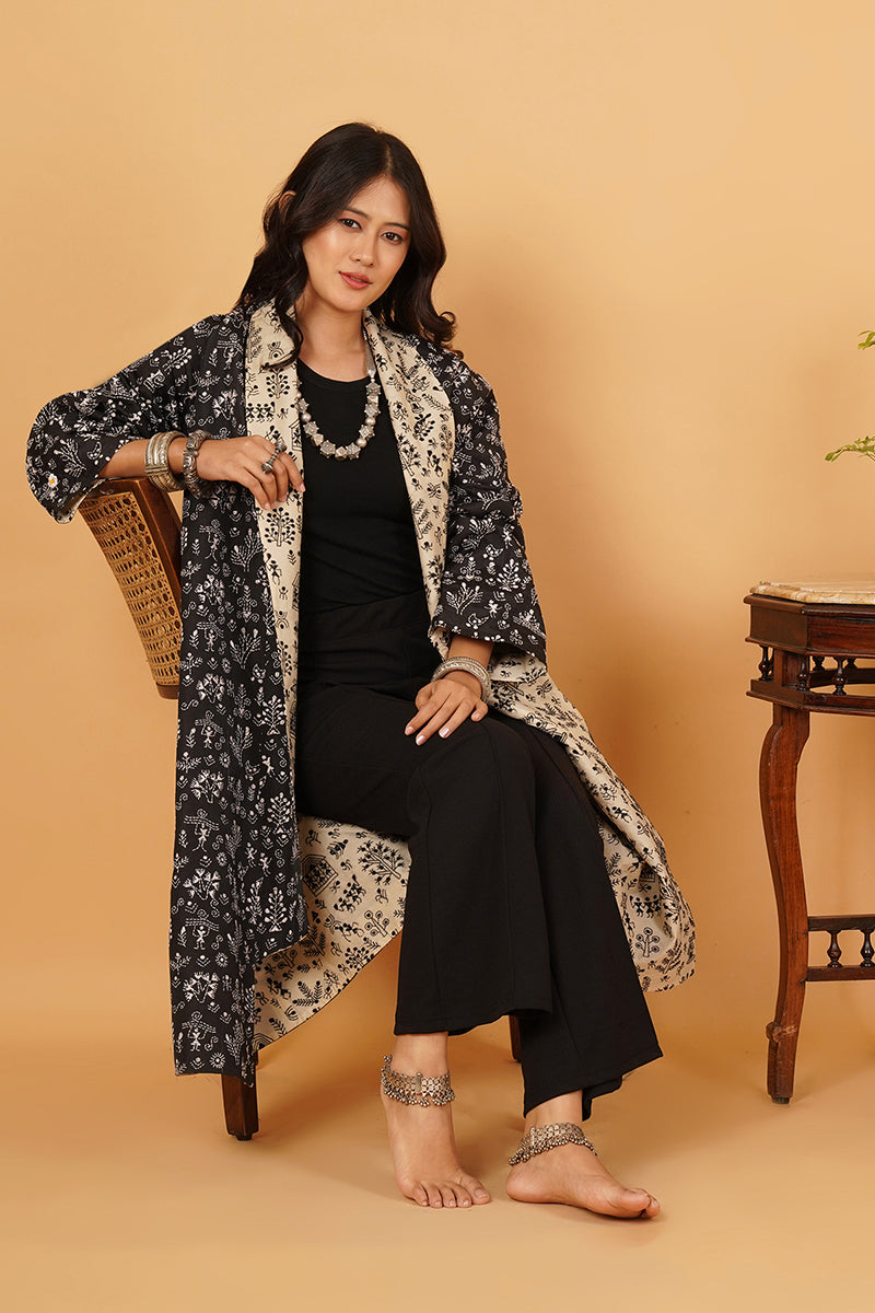Black & White Both Side Kantha Overlay