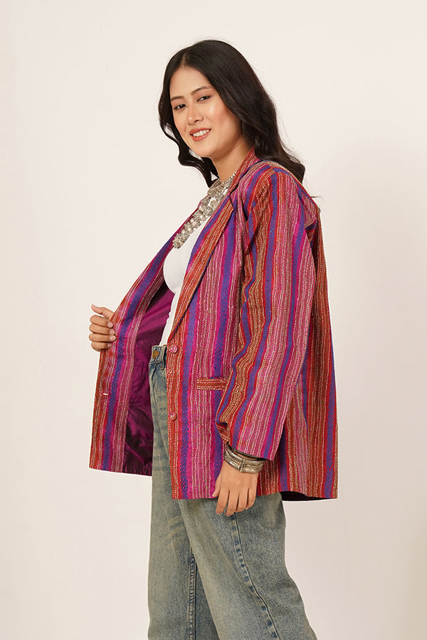 PINK KANTHA SHORT JACKET