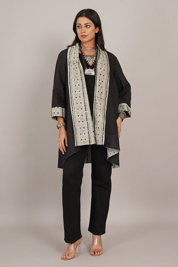 Off White Kantha Chanderi Overlay
