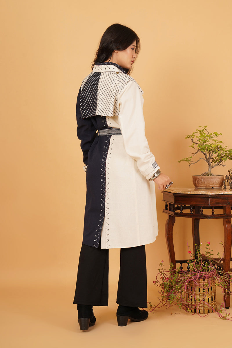 BLUE BHUJODI TRENCH JACKET