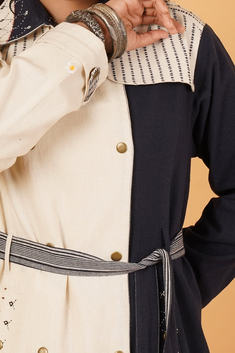 BLUE BHUJODI TRENCH JACKET