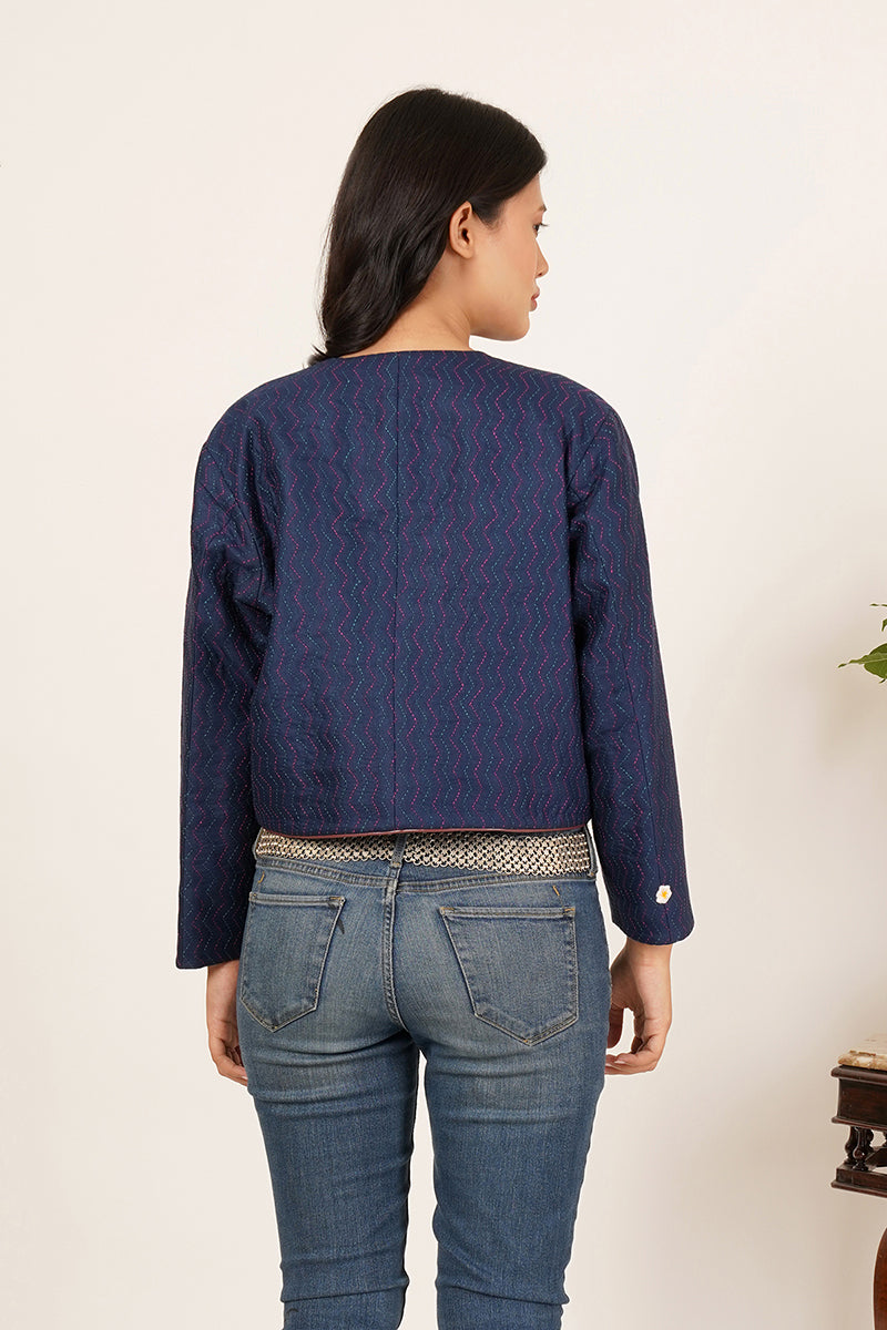 BLUE KANTHA CROP JACKET 2